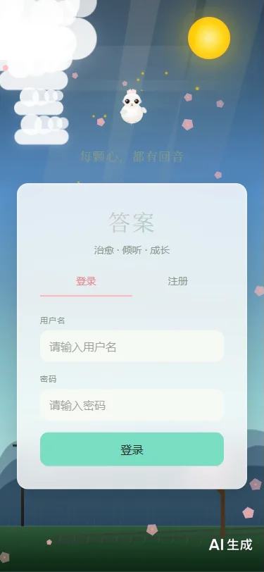 《答案》登录注册界面截图